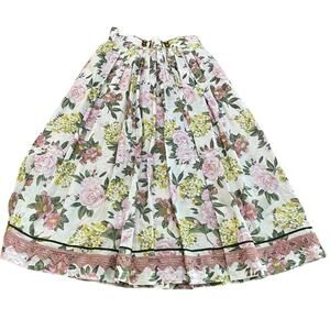 Trachtenmoden Alpentraum cotton and linen Floral Print A Line Skirt Size small